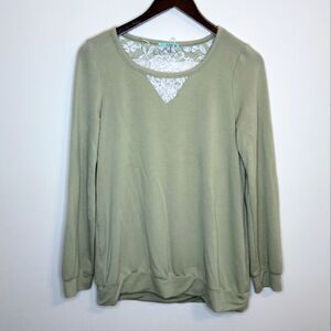 P.S. Kate Tan Cut Up Lace Back Long Sleeve Top Size Medium